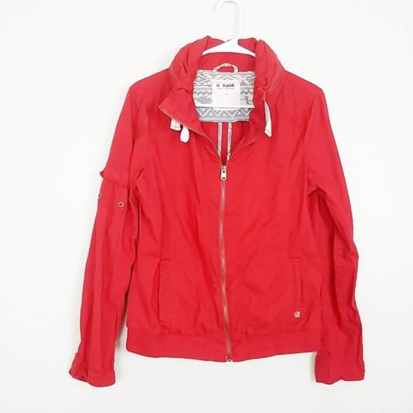 Garage Jackets & Blazers - Garage Cotton Zip-Out Hoodie Jacket Red L #3753